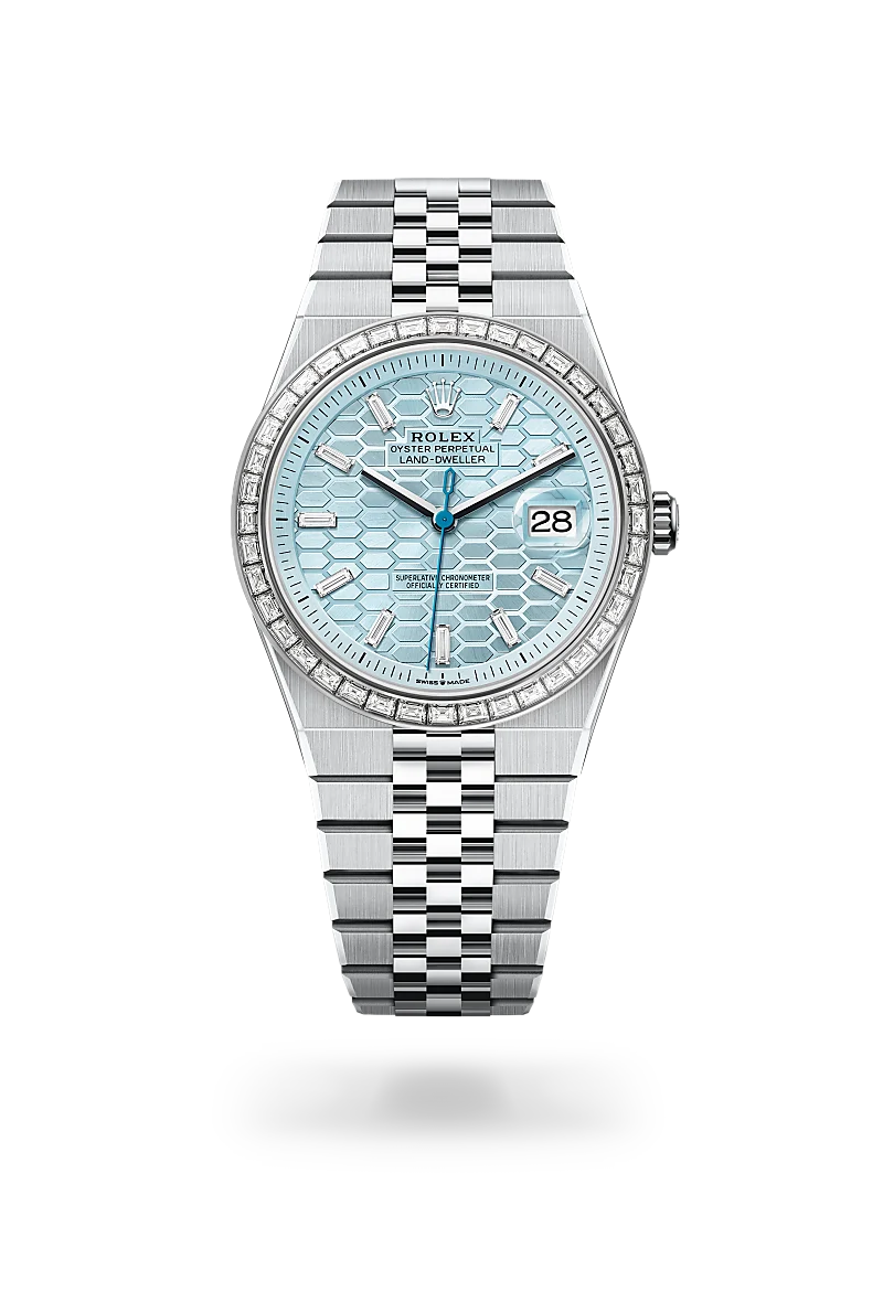 Rolex Land-Dweller 40 in Oyster, 40 mm, platinum and diamonds