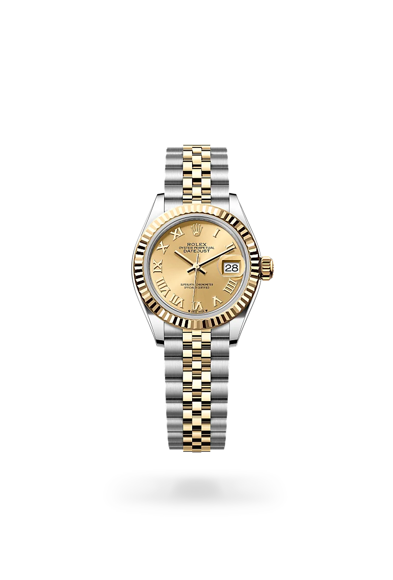 Rolex Lady-Datejust in Oyster, 28 mm, Oystersteel and yellow gold