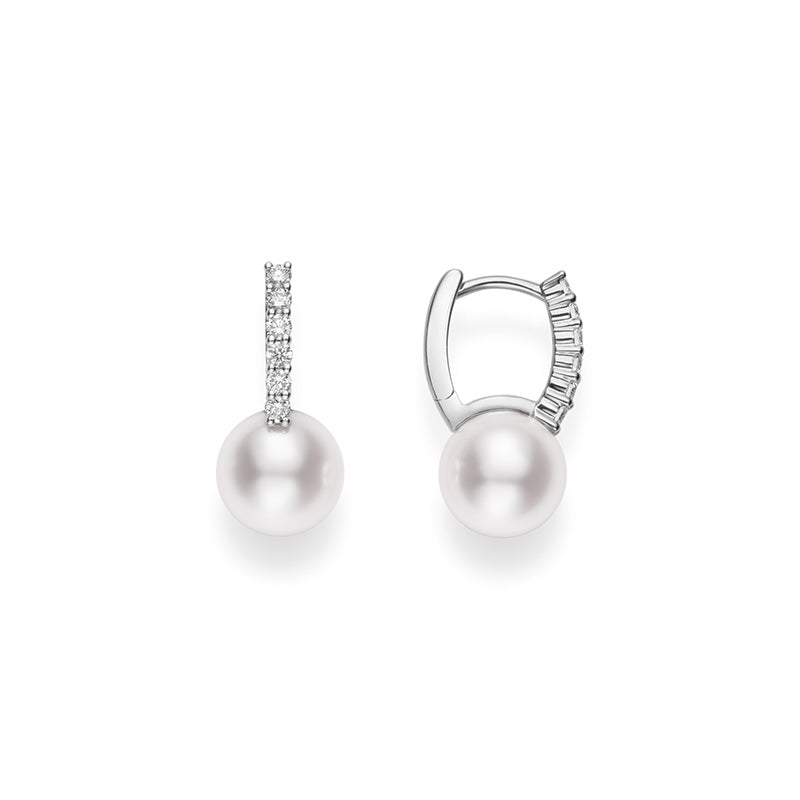 Mikimoto 18k White Gold Akoya Pearl And Diamond Drop Earrings