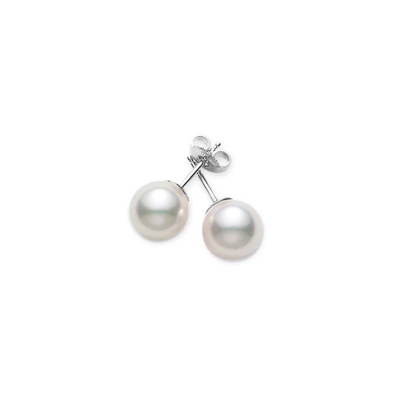 Mikimoto 18k Yellow Gold 7x7.5mm Pearl Stud Earrings