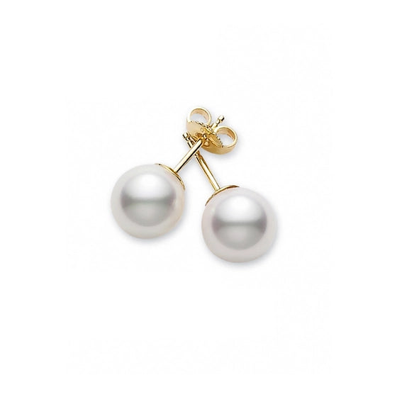 Mikimoto 18k Yellow Gold 7x7.5mm Pearl Stud Earrings