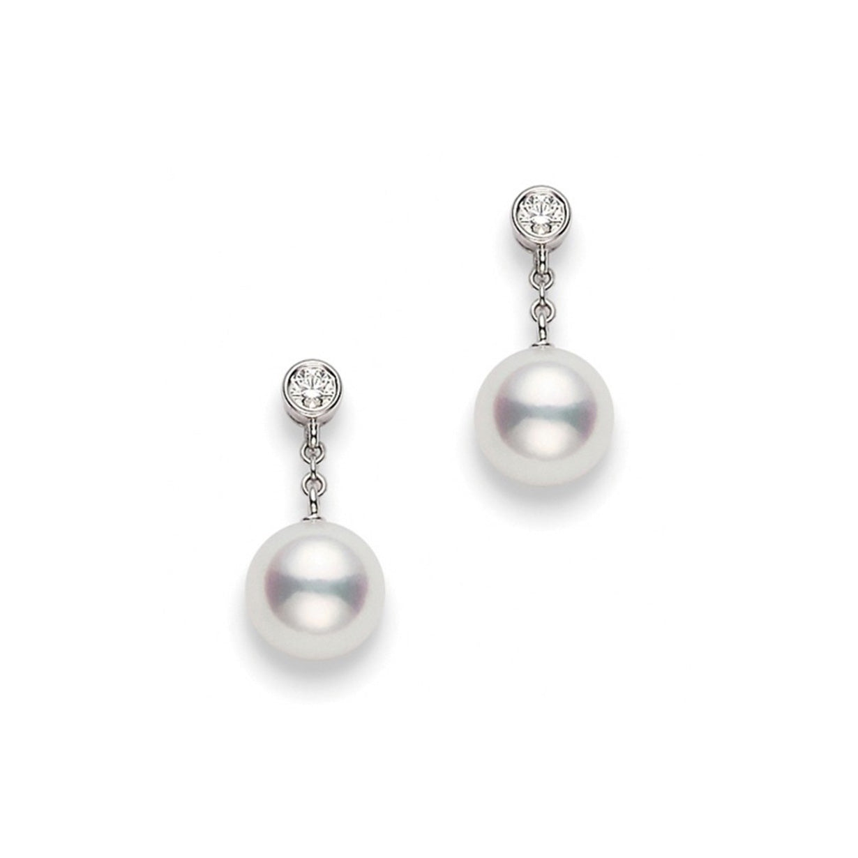 Mikimoto 18k White Gold Akoya Pearl And Diamond Earrings