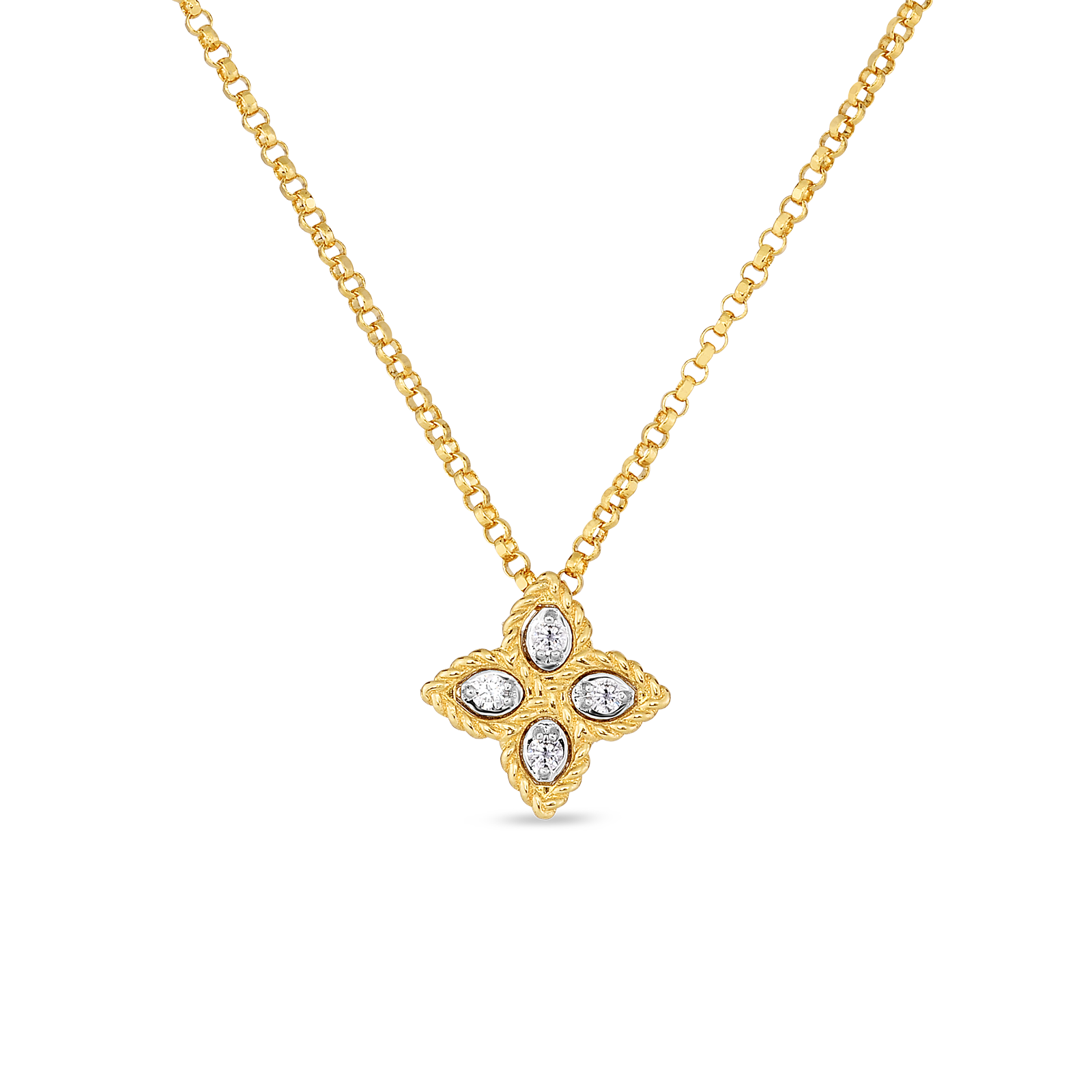 Roberto Coin 18k Yellow Gold Princess Flower Diamond Necklace